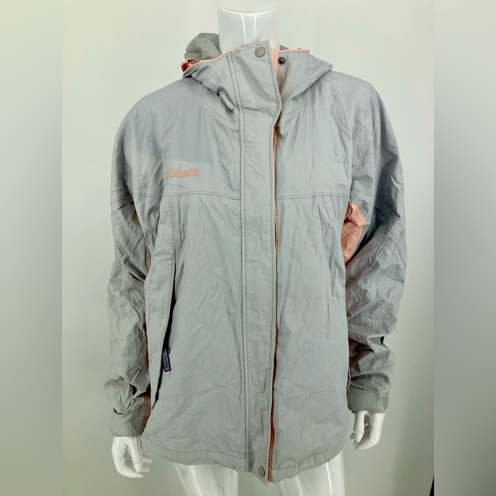 Columbia Core Vertex Winter Sports Coat Gray/Pink XL Hooded Zippers Snapes